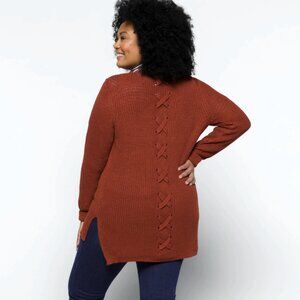🏷️  NWT:  Pinque Jamelya Back Detail Cardigan Artisan Rust Color -  Size Small
